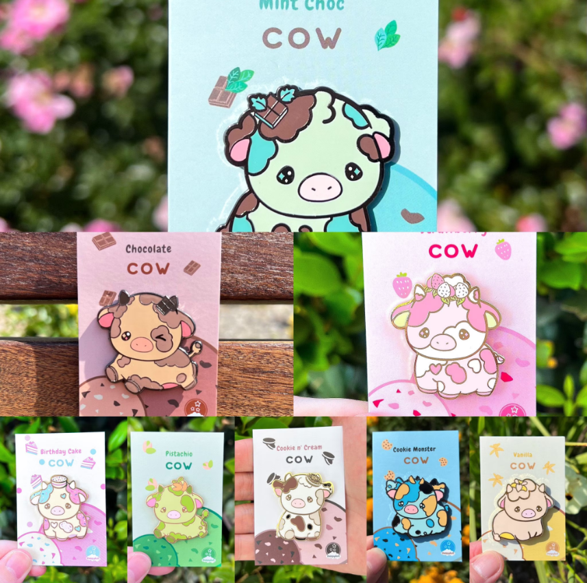 Ice Cream Cow Enamel Pin Blind Bag – Kawaii Mystery Collectible