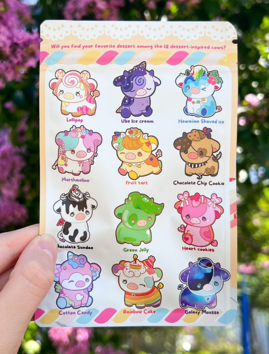 Dessert Cows Series 2 Enamel Pin Blind Bag – Kawaii Mystery Cow Collectible (12 Designs)