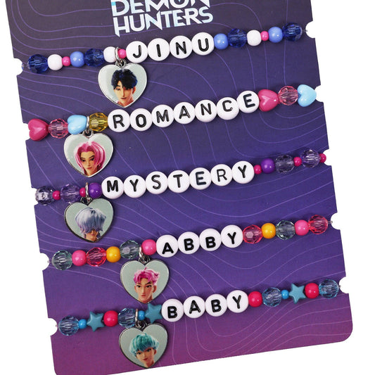 KPop Demon Hunters SAJA Boys Tradesies Character Bracelets – 5 Pack Beaded Stretch Bracelet Set