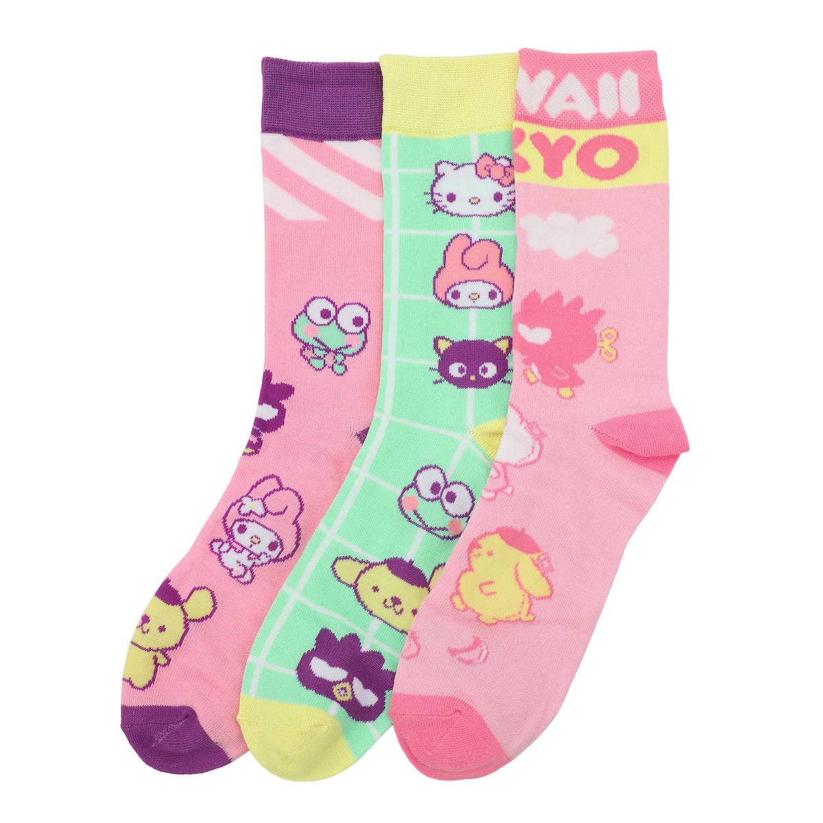 Hello Kitty & Friends Arcade Adult 3 Pair Crew Box Set