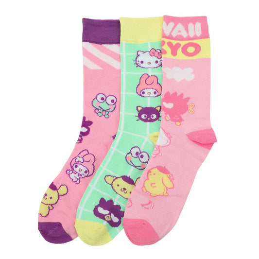 Hello Kitty & Friends Arcade Adult 3 Pair Crew Box Set