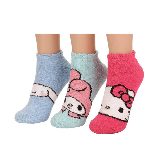 Hello Kitty My Melody, Hello Kitty, My Melody And Cinnamoroll Womens Ankle Socks 3 Pack