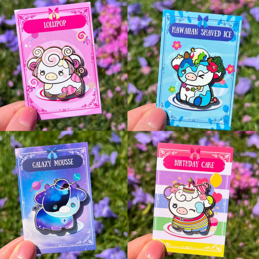 Dessert Cows Series 2 Enamel Pin Blind Bag – Kawaii Mystery Cow Collectible (12 Designs)