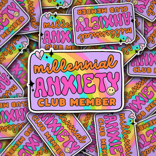 Millennial Anxiety Club Vinyl Sticker – 3” Waterproof Die Cut Decal