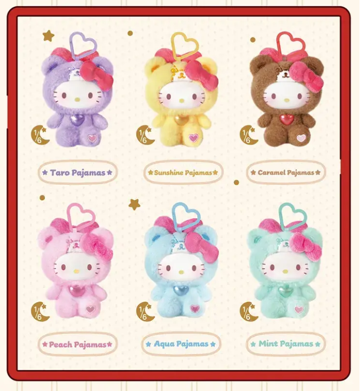 Sanrio Hello Kitty Teddy Pajamas Plush Keychain Blind Box | Official Sanrio Collectible