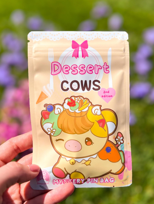 Dessert Cows Series 2 Enamel Pin Blind Bag – Kawaii Mystery Cow Collectible (12 Designs)
